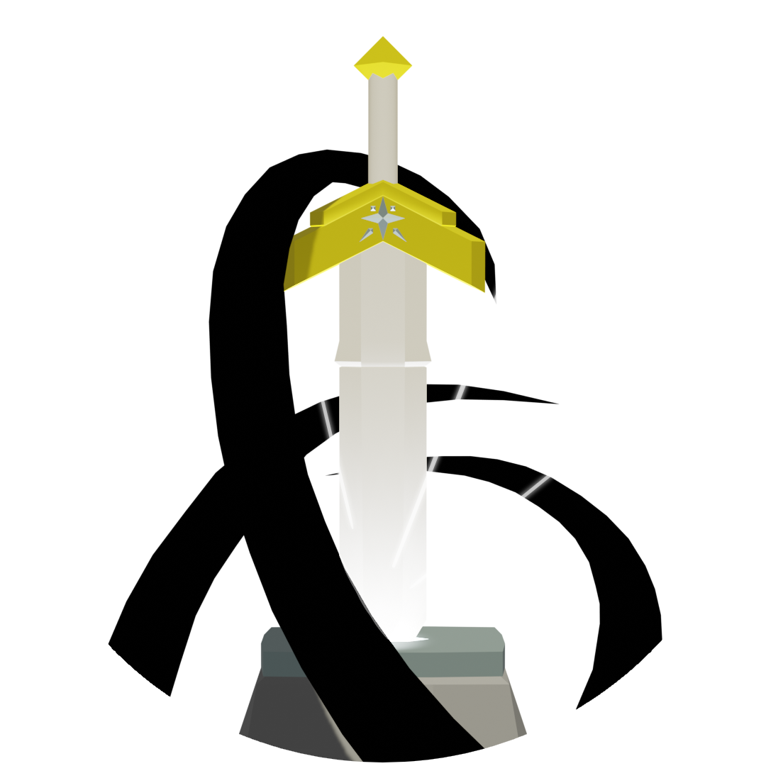 An icon of a glowing white sword with enchroaching shadow tendrils.